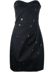платье с блестками без бретелек Saint Laurent