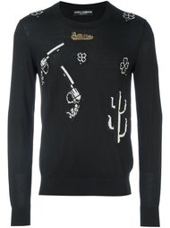 свитер с нашивками в стиле вестерн Dolce &amp; Gabbana