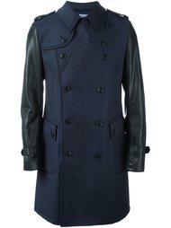 двубортное пальто с контрастными рукавами Junya Watanabe Comme Des Garçons Man