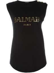 топ с принтом-логотипом Balmain
