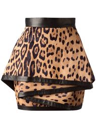 многоярусная юбка с леопардовым принтом Balmain