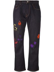 джинсы с цветочной вышивкой  Fendi