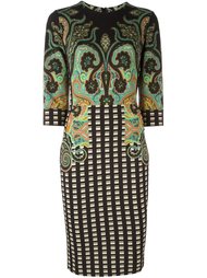 платье в клетку с узором пейсли Etro