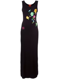 длинное платье с цветочной вышивкой Kenzo Vintage