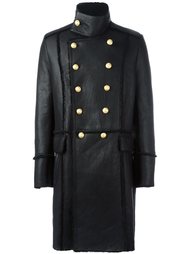 двубортное пальто из овчины Balmain