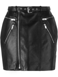 мини юбка с декоративными молниями Saint Laurent