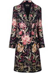 двубортное пальто с цветочным принтом   Roberto Cavalli