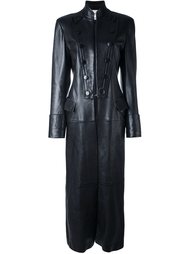 удлиненное кожаное пальто Yves Saint Laurent Vintage