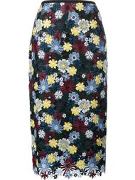 кружевная юбка с цветочной вышивкой Erdem