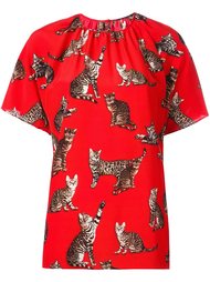 блузка с принтом бенгальских кошек Dolce &amp; Gabbana