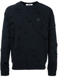 толстовка с рваными деталями   MSGM