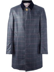 клетчатое пальто с контрастным воротником Thom Browne