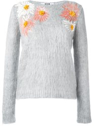 джемпер с цветочнной вышивкой из пайеток MSGM