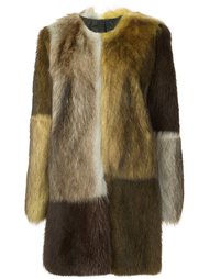 colour block fur coat Vera Wang