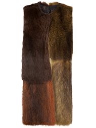 colour block fur vest Vera Wang