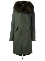 пальто с панельным дизайном и меховой отделкой Furs66