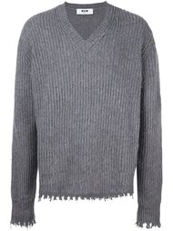 raw edge v neck jumper MSGM