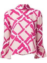 блузка с рисунком и оборками Derek Lam