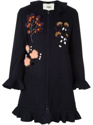 fur floral appliqué coat  Fendi