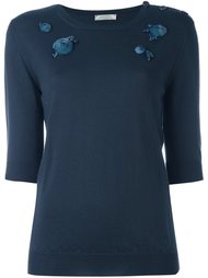 вязаная блузка с отделкой цветами Nina Ricci