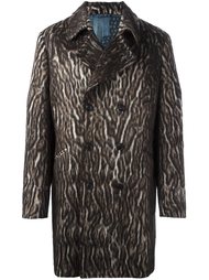 двубортное пальто с леопардовым рисунком Etro