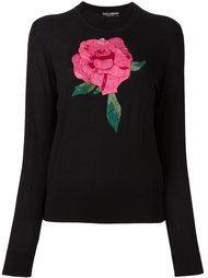 свитер с аппликацией розы  Dolce &amp; Gabbana