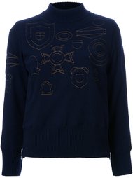 свитер с высокой горловиной и вышивкой Sacai