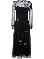 расклешенное платье из тюля с вышивкой Red Valentino