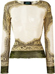 топ с принтом '100 dollar bill' Jean Paul Gaultier Vintage