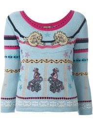 декорированный пуловер с заплатками 'circus' Roberto Cavalli