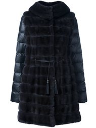 mink fur hooded puffer coat    Liska