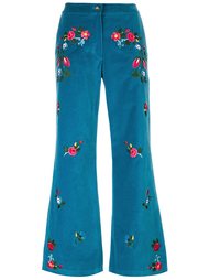 расклешенные брюки с цветочной вышивкой Vivetta