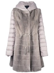 mink fur hooded puffer coat    Liska