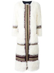 длинное пальто в полоску Red Valentino