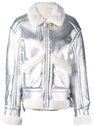 metallic shearling aviator jacket Petar Petrov