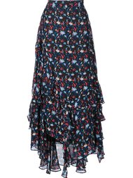 ruffle detail floral print skirt Tanya Taylor