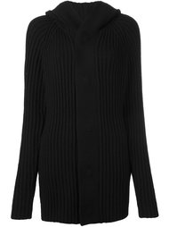 ribbed hooded cardigan Helmut Lang