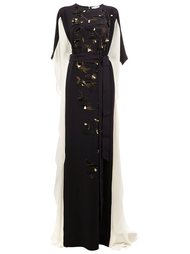 embroidered bat-wing sleeve gown Oscar de la Renta