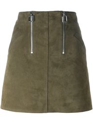 мини юбка А-образного силуэта с молниями Courrèges