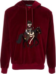 Cowboy patch velvet hoodie  Dolce &amp; Gabbana