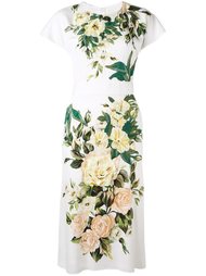 платье миди с принтом роз Dolce &amp; Gabbana