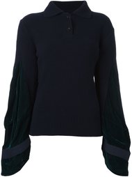джемпер с бархатными рукавами Sacai