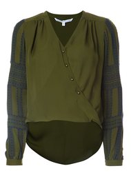 wrap style V-neck blouse Veronica Beard