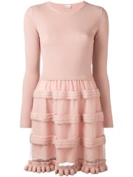 трикотажное платье с отделкой из тюля Red Valentino