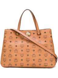 logo pattern medium tote MCM