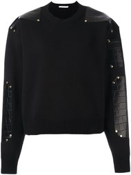 трикотажный свитер с кожаными панелями Givenchy