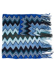 шарф с узором зигзаг и бахромой Missoni