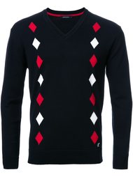 diamond print v neck jumper Loveless
