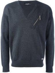 zip detail v-neck sweatshirt Dsquared2