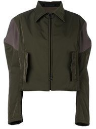 puff sleeve contrast cropped jacket Yohji Yamamoto